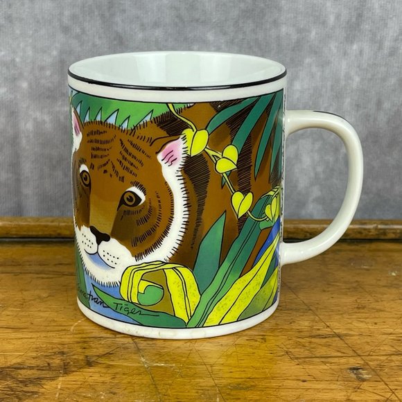 Vintage San Diego Zoo Tropical Rain Forest Tiger Frog Cockatoo Coffee Mug - Picture 3 of 10